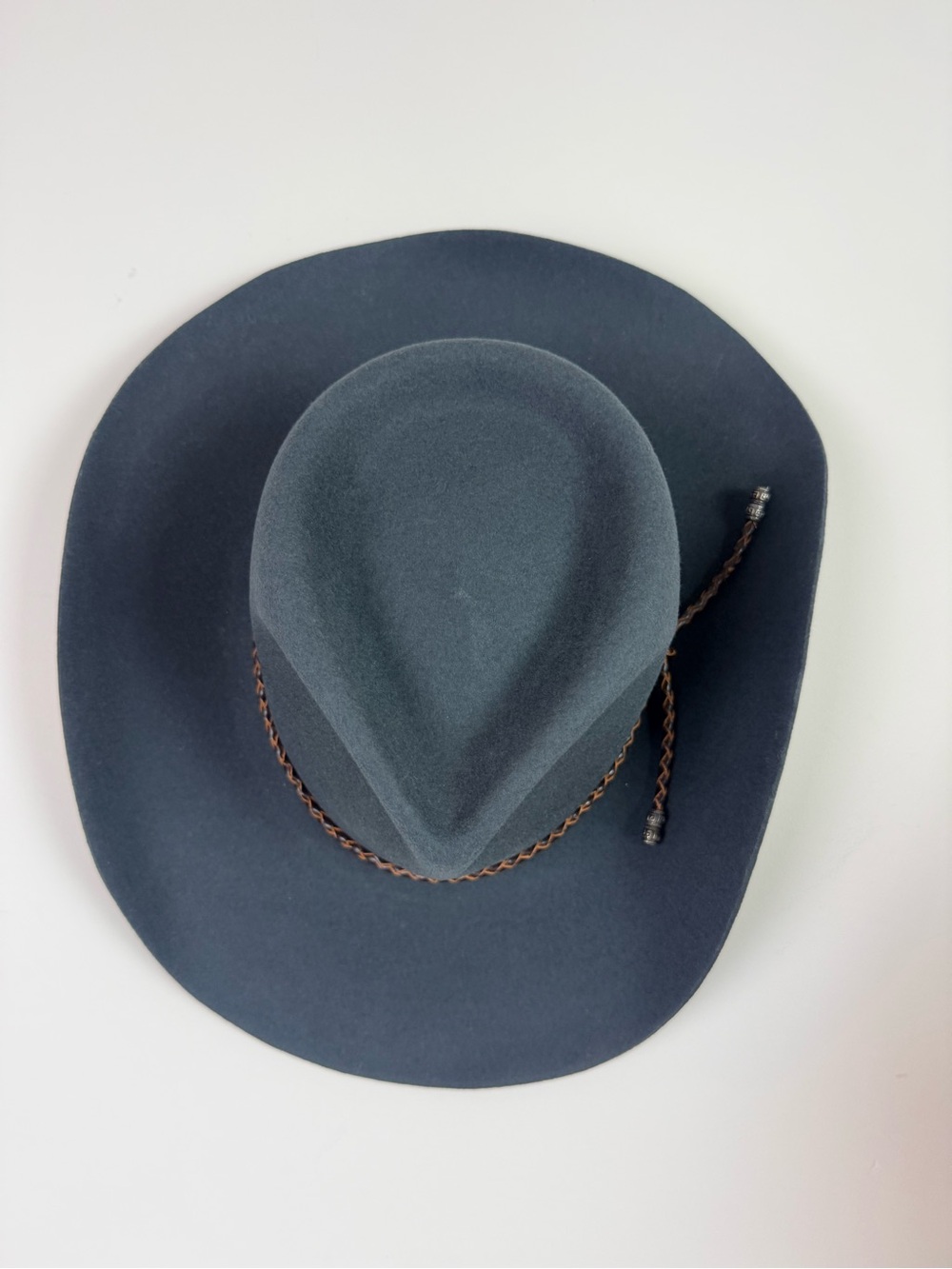 💋Madewell Wyeth Men O/S dark gray  Charcoal cowboy 100% wool Hat with Braided